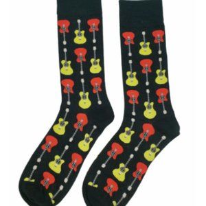 Men Guitar Socks,Colorful Guitars on Black,Musician,Father's Day